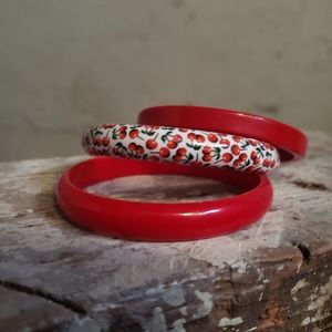 (Set of 3) Fashion Acrylic Bangles Cherry Red